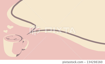 帶有時尚拿鐵和心形插圖的對話框（PowerPoint 尺寸 16:9） 134298160