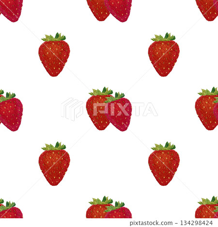 [Strawberry seamless pattern] Hand embroidery illustration material 134298424