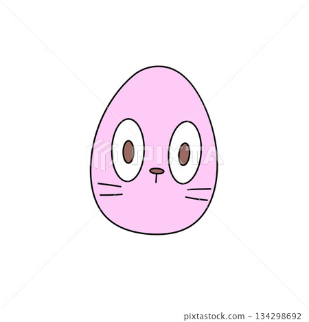 A cartoonish pink egg with a cat's face drawn on it A cartoonish pink egg with a cat's face drawn on it 134298692