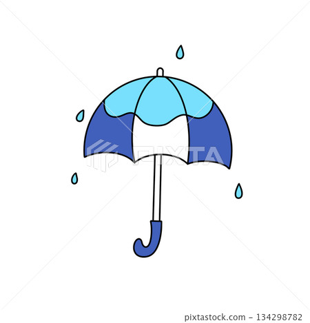 A blue umbrella with raindrops on it 134298782