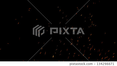 Realistic fire sparks flying through the air, isolated on a black background. Perfect as a cinematic VFX overlay, fire particles effect or visual element. Realistic fire sparks flying through the air, isolated on a black background. Perfect as a cinematic VFX overlay, fire particles effect or visual element. 134298871