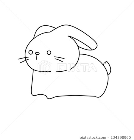 A rabbit is drawn in black and white 134298960