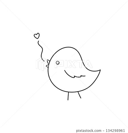A bird with a heart on its chest is singing 134298961