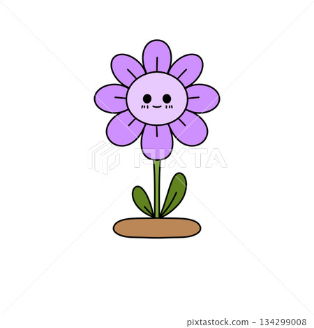 A cartoon flower with a smiley face on it 134299008