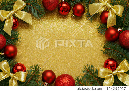 background with colorful christmas balls 134299027