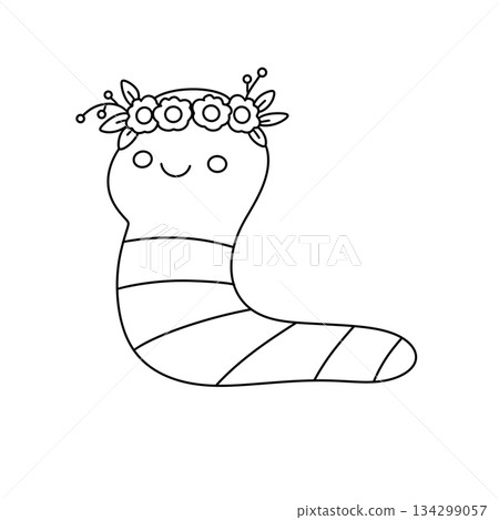 A cartoonish drawing of a flowery head on a snake A cartoonish drawing of a flowery head on a snake 134299057