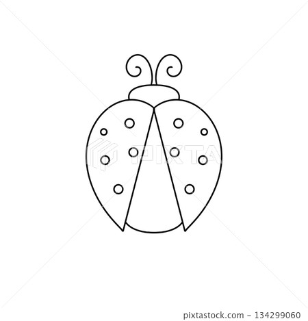 A ladybug is drawn in black and white 134299060