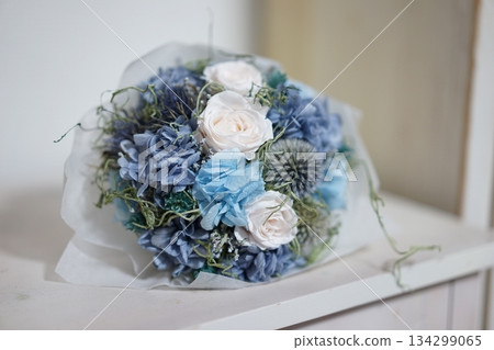 Blue preserved flower arrangement | Natural preserved flower bouquet 134299065