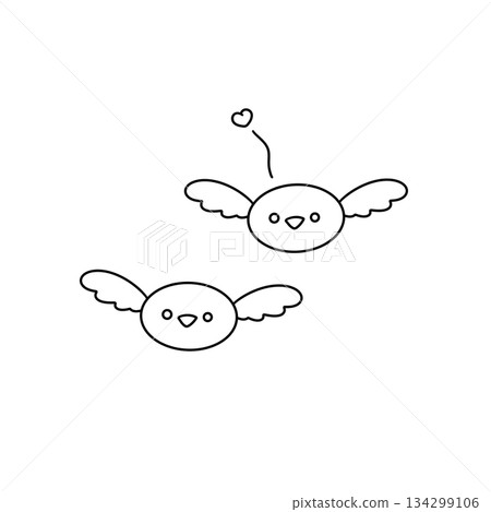 Two birds with hearts on their wings Two birds with hearts on their wings 134299106