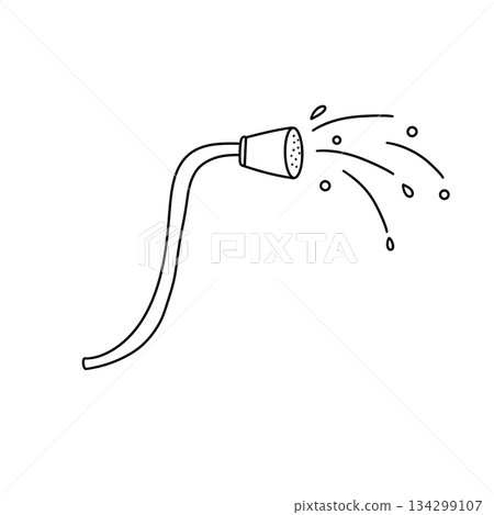 A black and white drawing of a hose with a sprayer attached to it A black and white drawing of a hose with a sprayer attached to it 134299107