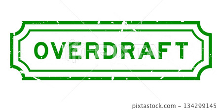 Grunge green overdraft word rubber seal stamp on white background Grunge green overdraft word rubber seal stamp on white background 134299145