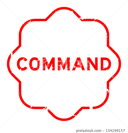 Grunge red command word square rubber seal stamp on white background 134299157