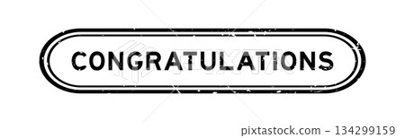 Grunge black congratulations word rubber seal stamp on white background 134299159