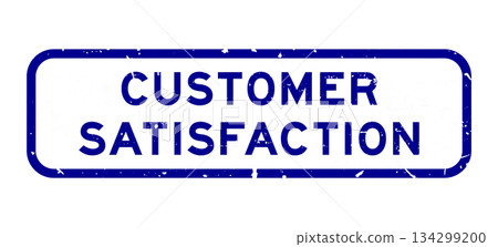 Grunge blue customer satisfaction word square rubber seal stamp on white background 134299200