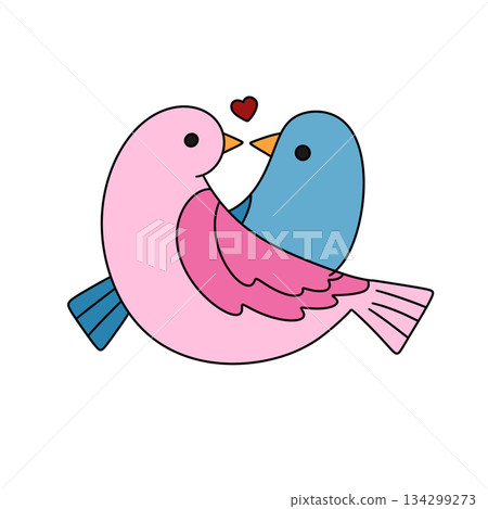 Two birds are holding each other's wings Two birds are holding each other's wings 134299273
