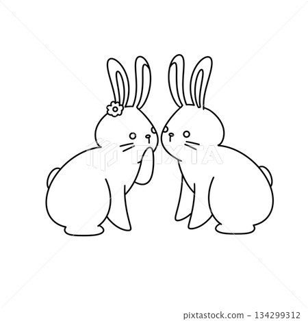 Two rabbits are hugging each other Two rabbits are hugging each other 134299312