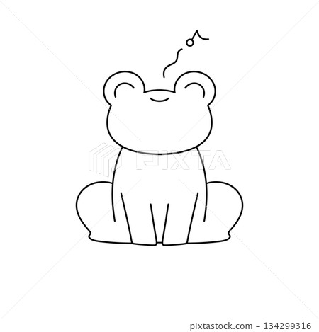 A frog is sitting on a rock and looking up 134299316