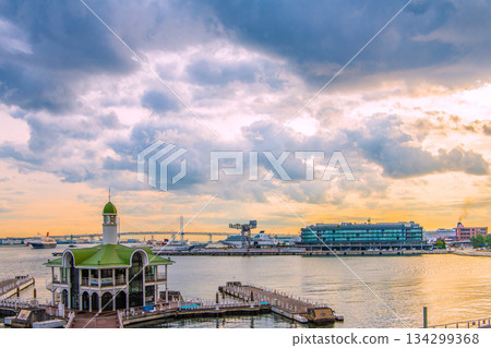 Yokohama cityscape in Japan. Three Japanese luxury cruise ships gathered in Yokohama Port. Nippon Maru (far left), Mitsui O-go (center), Asuka II at Osanbashi Pier. Yokohama cityscape in Japan. Three Japanese luxury cruise ships gathered in Yokohama Port. Nippon Maru (far left), Mitsui O-go (center), Asuka II at Osanbashi Pier. 134299368