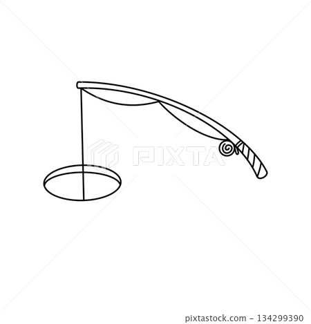 A fishing pole with a hook and a line A fishing pole with a hook and a line 134299390