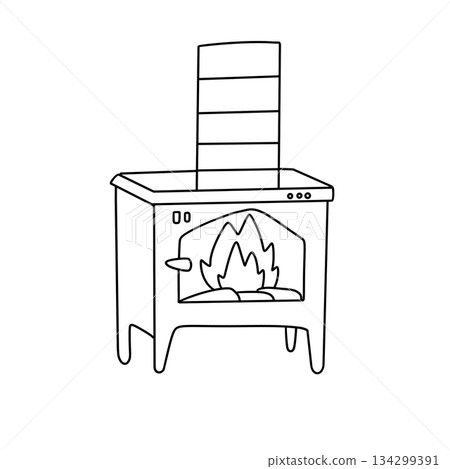 A stove with a fire in it A stove with a fire in it 134299391