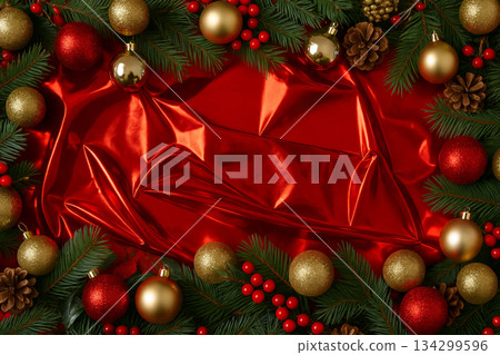 red ball on the snow 134299596