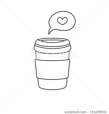 A coffee cup with a heart and a speech bubble saying "I love you" A coffee cup with a heart and a speech bubble saying "I love you" 134299630