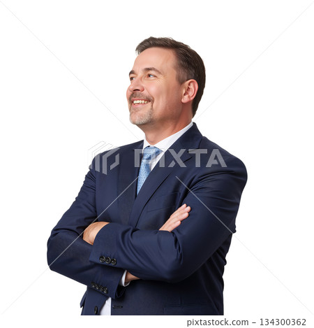Business Professional in a Suit Smiling Confidently With Arms Crossed 134300362