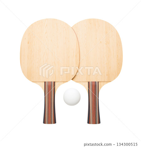 Paddle and Ball Set Ready for Table Tennis Play During a Sunny Afternoon in the Park 134300515