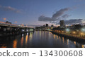 A fantastic view of the river and city before dawn 134300608