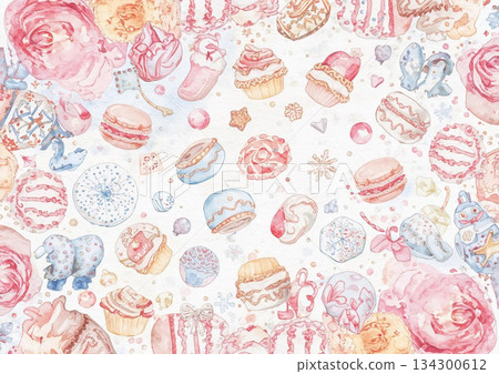 色彩繽紛的水彩糖果無縫圖案 134300612