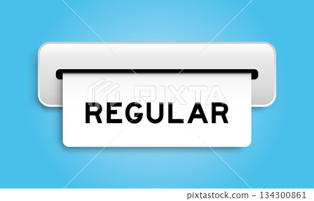 White coupon banner with word regular from machine on blue color background White coupon banner with word regular from machine on blue color background 134300861