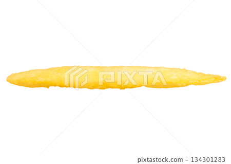 French fry single isolated on white background French fry single isolated on white background 134301283