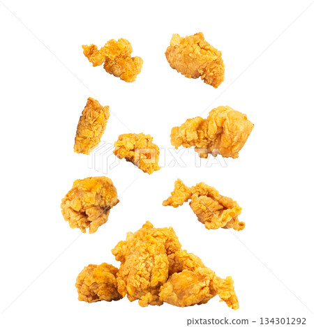 fry chicken pop isolated on white background fall splash fry chicken pop isolated on white background fall splash 134301292