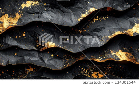Gold leaf black Japanese paper background Gold leaf black Japanese paper background 134301544