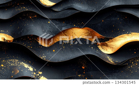 Gold leaf black Japanese paper background Gold leaf black Japanese paper background 134301545