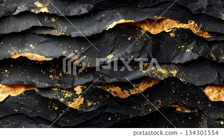 Gold leaf black Japanese paper background Gold leaf black Japanese paper background 134301554