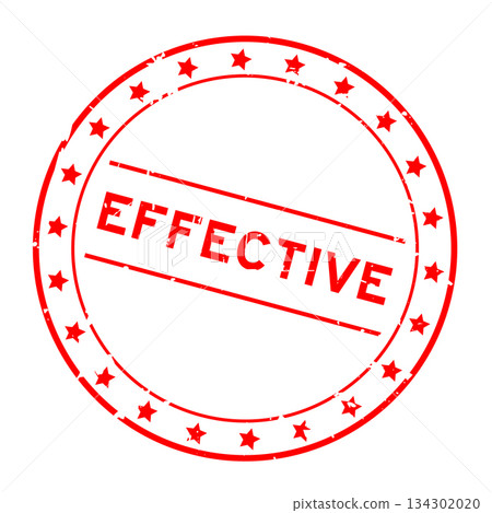 Grunge red effective word round seal stamp on white background 134302020