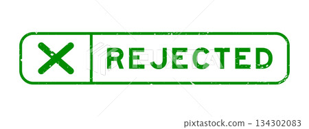 Grunge green rejected word with wrong check mark icon square rubber seal stamp on white background Grunge green rejected word with wrong check mark icon square rubber seal stamp on white background 134302083
