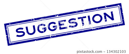 Grunge blue suggestion word square rubber seal stamp on white bacckground 134302103