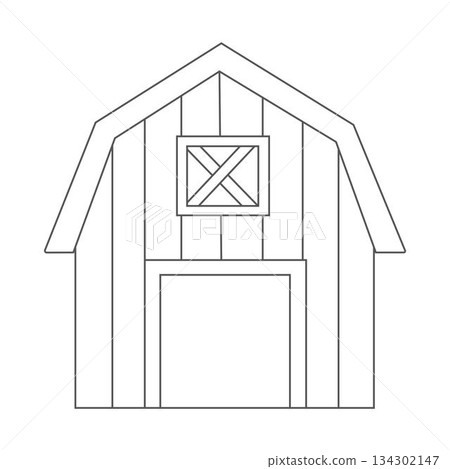 Cute cartoon farm line art outline drawing for coloring book Cute cartoon farm line art outline drawing for coloring book 134302147
