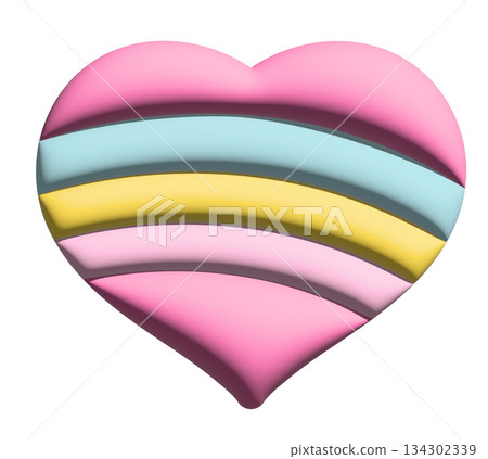 Inflated 3D rainbow heart for Valentine's Day, sticker, merchandise, fabric, decoration, love icon, campaign badge, sign, symbol, women empowerment, girl power, pin, cute patch, brooch, Pride Month Inflated 3D rainbow heart for Valentine's Day, sticker, merchandise, fabric, decoration, love icon, campaign badge, sign, symbol, women empowerment, girl power, pin, cute patch, brooch, Pride Month 134302339