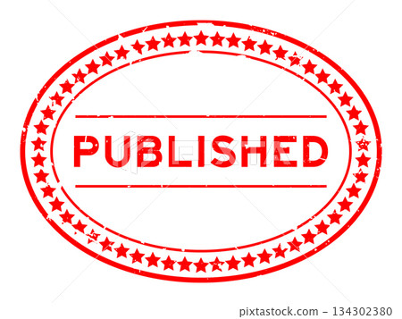 Grunge red published word oval seal stamp on white background Grunge red published word oval seal stamp on white background 134302380