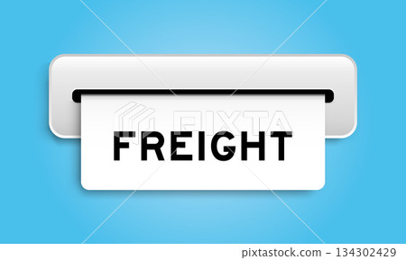 White coupon banner with word freight from machine on blue color background White coupon banner with word freight from machine on blue color background 134302429