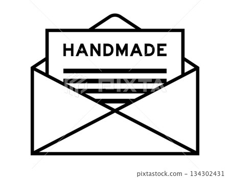 Envelope and letter sign with word handmade as the headline Envelope and letter sign with word handmade as the headline 134302431