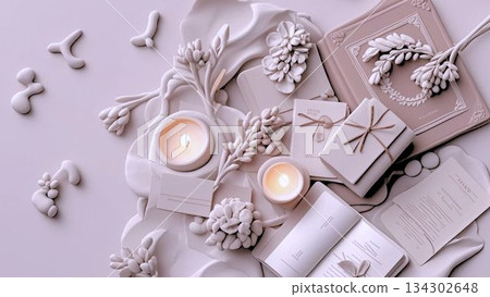 Clay clay style present, gift, decoration, Christmas image, background Clay clay style present, gift, decoration, Christmas image, background 134302648