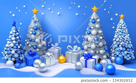 Clay-style blue Christmas tree Clay-style blue Christmas tree 134302652