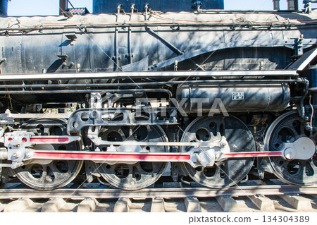 東京王子市飛鳥山公園內，黑色歷史悠久的蒸氣機車D51號停放在那裡。 134304389