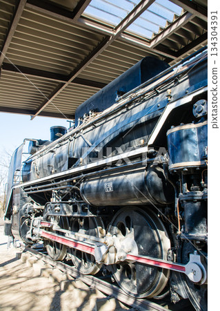 東京王子市飛鳥山公園內，黑色歷史悠久的蒸氣機車D51號停放在那裡。 134304391