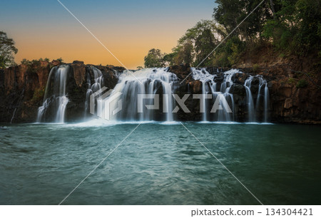 Beautiful Tad Hang waterfall in Tad Lo village. 134304421