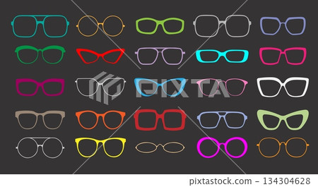 Colorful vintage and classic eyeglasses Colorful vintage and classic eyeglasses 134304628